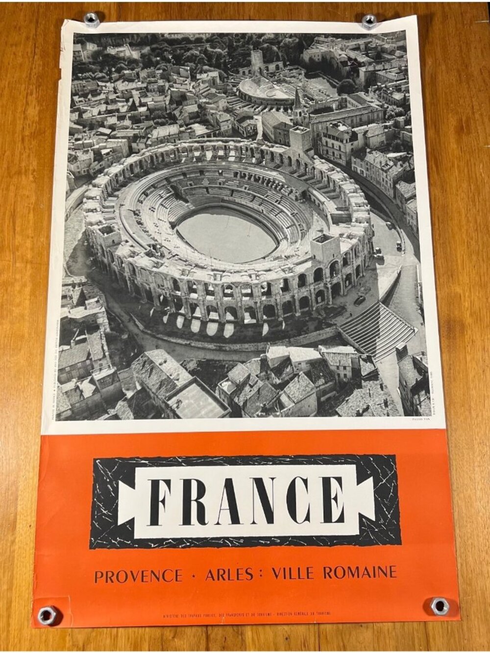 Vtg Original 1960 Arles French Travel Poster 24-1/2"x39"